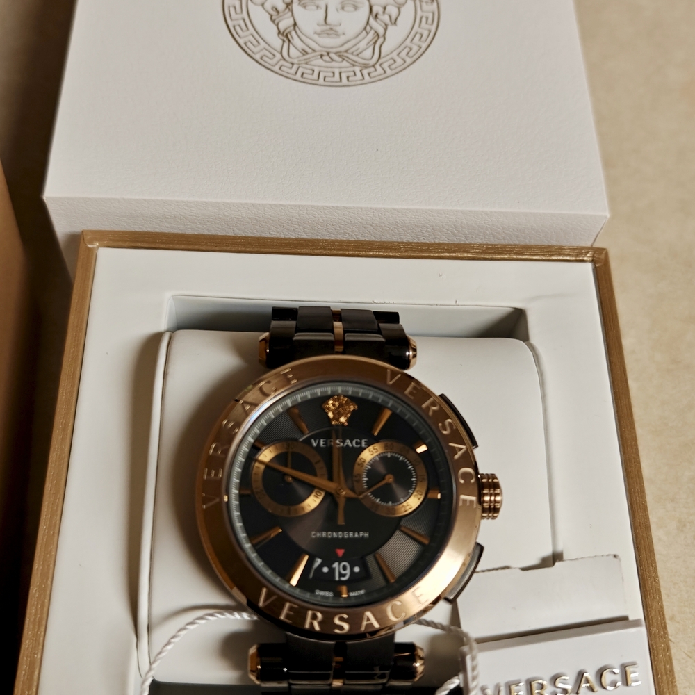 Versace Black and Gold Chronograph Watch